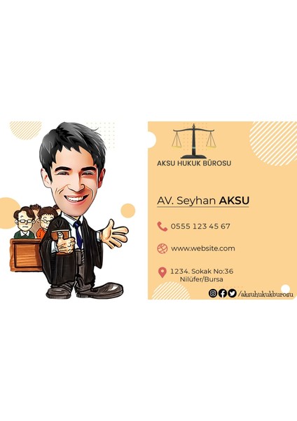 Kişiye Özel Avukat Karikatürlü Bitmeyen Kartvizit - Model 1 fiyatları