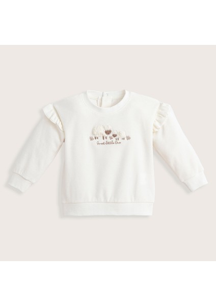 Wool Lamb Fırfırlı Sweat Vanilya