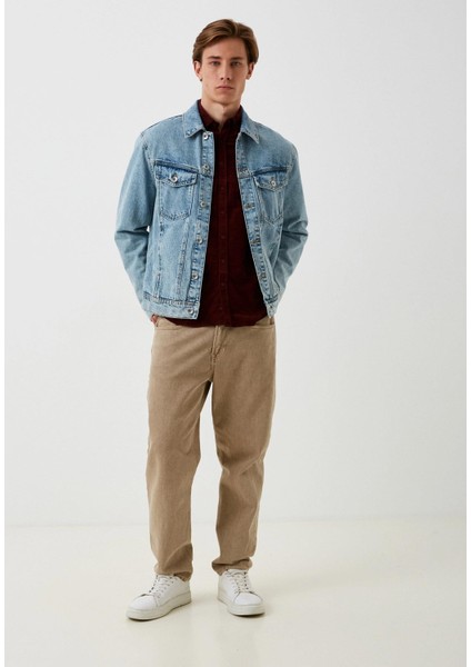 Erkek Kadife Gömlek Bordo %100 Pamuk Düğmeli Yaka Slim Fit Logo Detaylı 7980 fiyatları