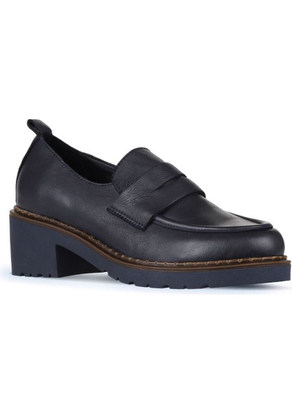 Lacivert Deri Kadın Loafer 01WZ4404