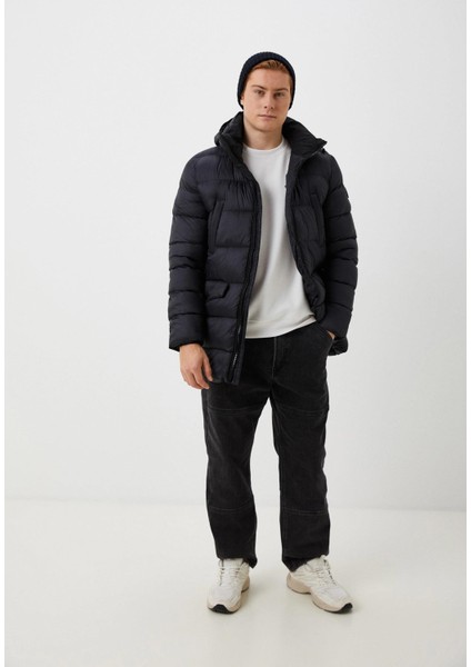 Erkek Şişme Mont Siyah Kapüşonlu Termo Dolumlu ve Iç Astarlı 6 Cep Dik Yaka Mont Ncs Jeans 4994