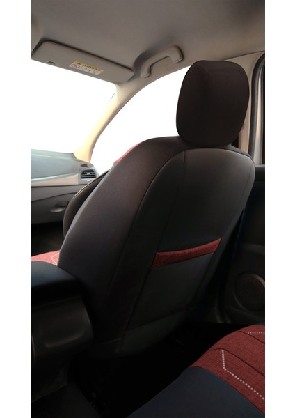 Axiom Comfort Serisi - Suzuki Ignis ile Uyumlu Koltuk Kılıfı, Keten-Deri / Bordo