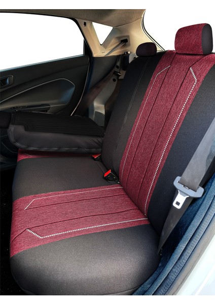 Axiom Comfort Serisi - Suzuki Ignis ile Uyumlu Koltuk Kılıfı, Keten-Deri / Bordo