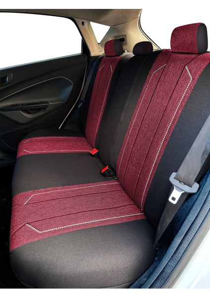Axiom Comfort Serisi - Subaru Levorg ile Uyumlu Koltuk Kılıfı, Keten-Deri / Bordo