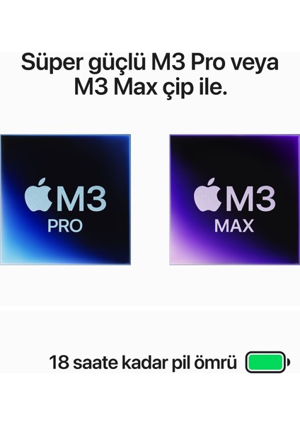 MacBook Pro M3 Pro 18GB 512GB SSD macOS 14" Taşınabilir Bilgisayar Gümüş MRX63TU/A