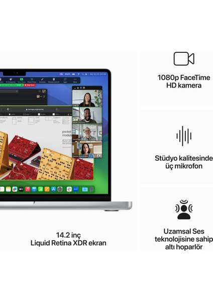 MacBook Pro M3 Pro 18GB 512GB SSD macOS 14" Taşınabilir Bilgisayar Gümüş MRX63TU/A