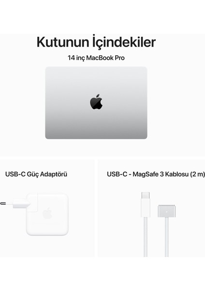 MacBook Pro M3 Pro 18GB 512GB SSD macOS 14" Taşınabilir Bilgisayar Gümüş MRX63TU/A