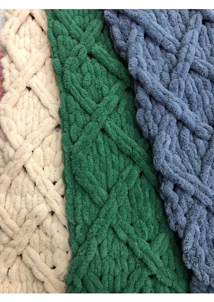 Puffy El Örgüsü Şömine ve Tv Battaniyesi Baklava Desenli Mavi 90 x 165 cm fiyatları