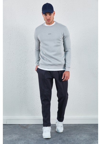Bisiklet Yaka Basic Minimal Baskılı Sweat Boyama Gri fiyatları