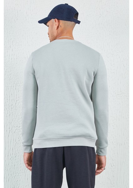 Bisiklet Yaka Basic Minimal Baskılı Sweat Boyama Gri indirimleri