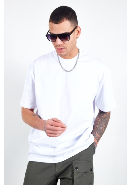 Beyaz Oversize Erkek T-Shirt