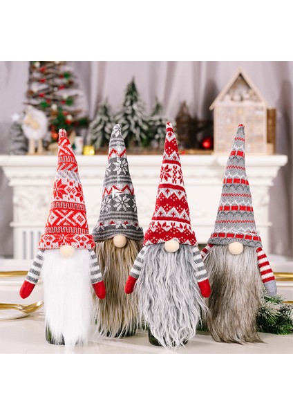 4’lü Gnome Neol Dekorasyon Seti Sevimli Peluş Noel Baba Gnome Set