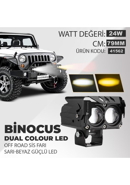 Binocus Çift Renkli Universal Off Road Sis Farı Mini Spot Lens LED Far