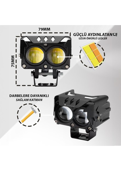 Binocus Çift Renkli Universal Off Road Sis Farı Mini Spot Lens LED Far fiyatları