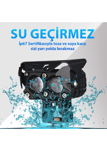 Binocus Çift Renkli Universal Off Road Sis Farı Mini Spot Lens LED Far fırsatları