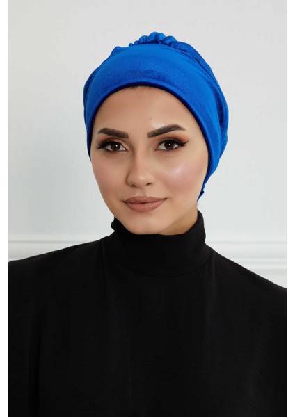 Gül Detaylı Kadife Bone,B-53K