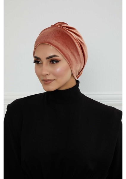 Gül Detaylı Kadife Bone,B-53K