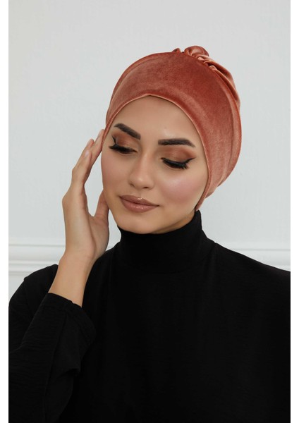Gül Detaylı Kadife Bone,B-53K