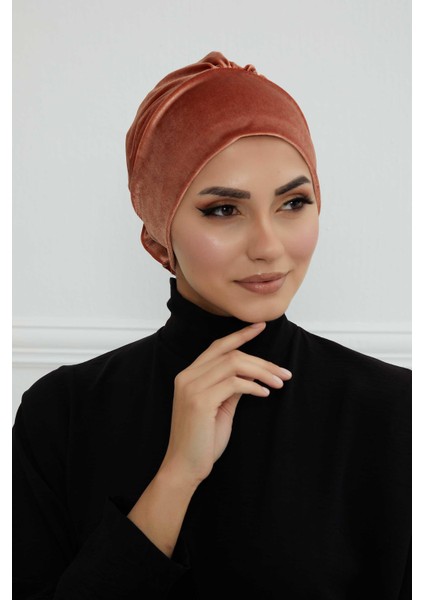 Gül Detaylı Kadife Bone,B-53K