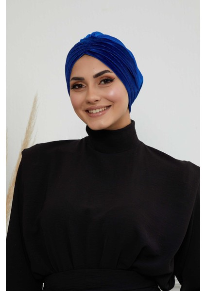 Pileli Kadife Tesettür Bone,B-13K