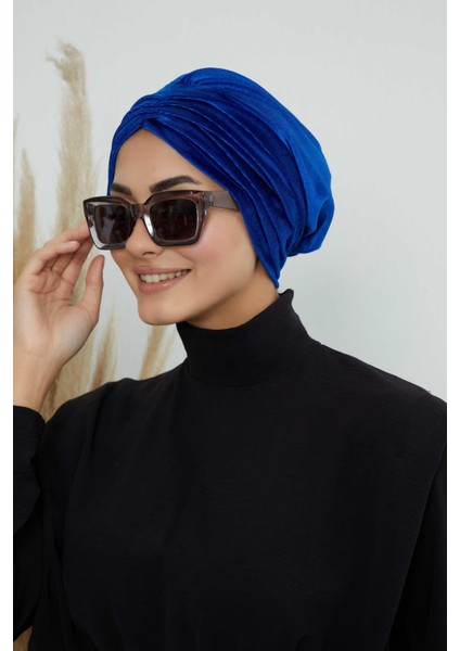 Pileli Kadife Tesettür Bone,B-13K