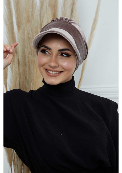 Siperlikli Kadife Şapka Bone,B-73K