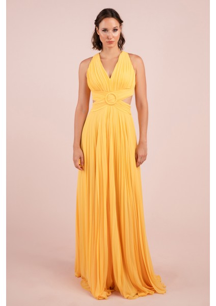 Sırt Dekolte Uzun Elbise (HC-5041)