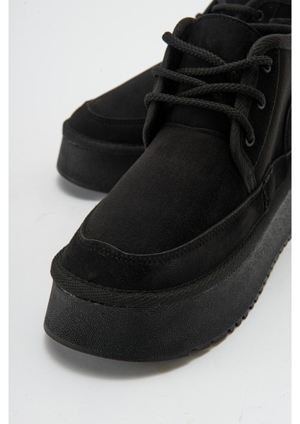 OVELA Siyah Kalın Taban Bağcıklı Kadın Spor Bot fırsatları