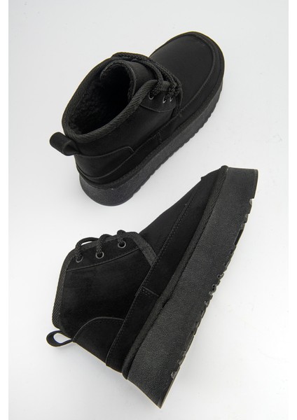 OVELA Siyah Kalın Taban Bağcıklı Kadın Spor Bot indirimleri