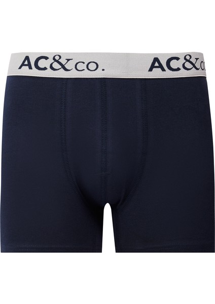 AC&Co / Altınyıldız Classics Erkek Lacivert-Gri Pamuklu Esnek Desenli 3'lü Boxer Paketi