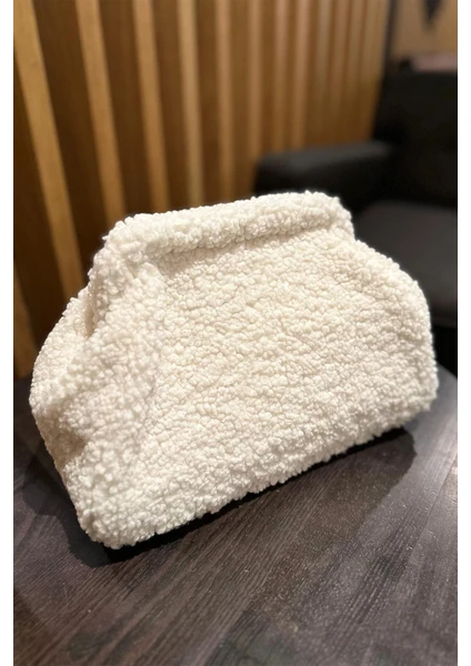 Kadın Peluş Teddy Clutch Portföy Çanta