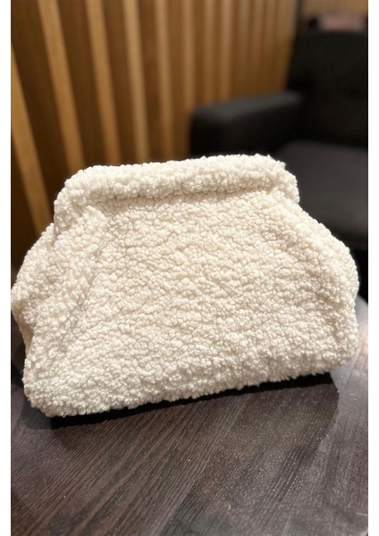 Kadın Peluş Teddy Clutch Portföy Çanta