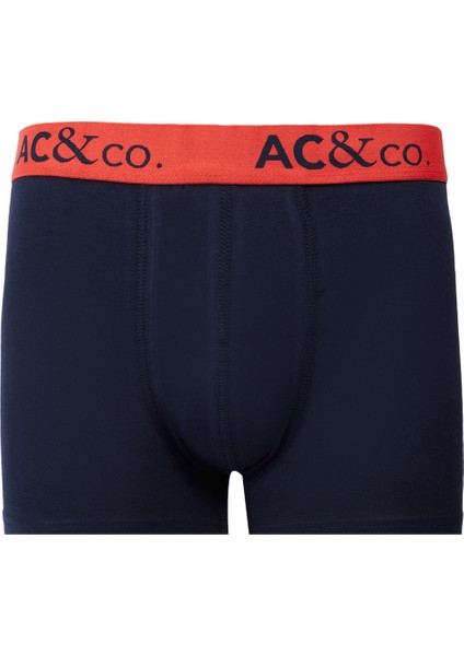 AC&Co / Altınyıldız Classics Erkek Lacivert-Kiremit Pamuklu Esnek Desenli 3'lü Boxer Paketi