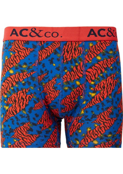 AC&Co / Altınyıldız Classics Erkek Lacivert-Kiremit Pamuklu Esnek Desenli 3'lü Boxer Paketi