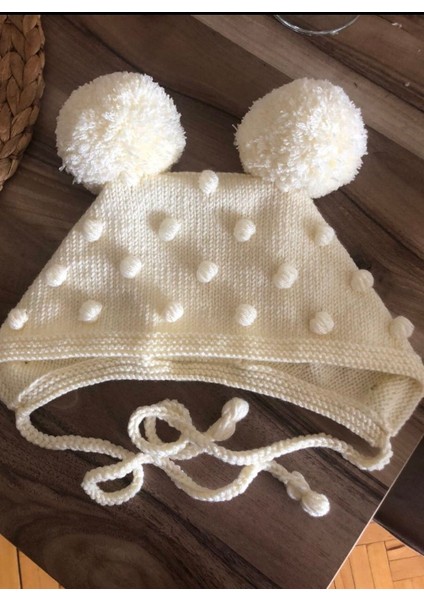 El Örgüsü Kız Çocuk Ponponlu Bere modelleri