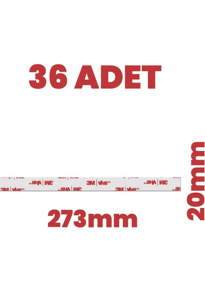 Vhb 36 Adet Çift Taraflı 273MMX20MM Hazır Kesim