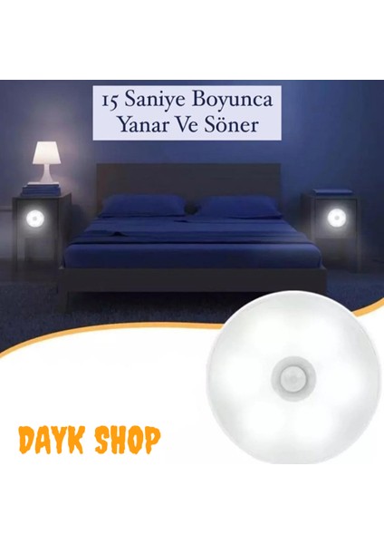 Dayk Shop Hareket Sensörlü USB Şarj Edilebilir LED Işık Lamba Dolap Içi Ev Lamba 2ADET-BEYAZRENKSENSÖRLÜ