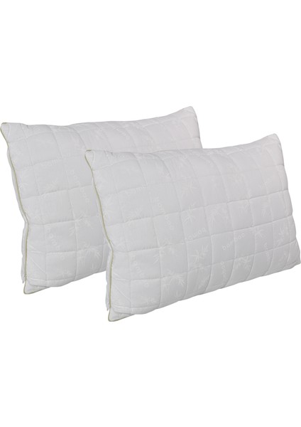 2'li Kapitoneli Bamboo Kumaş Klasik Yastık 70X40X13 cm Yeşil Biye
