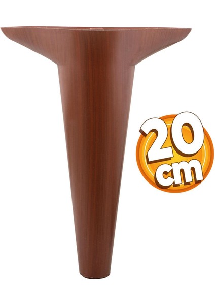 Mobilya Kanepe Sehpa Puf Koltuk Ayağı Kahverengi Ahşap Desenli Baza Ayakları 20 Cm (4 Adet)