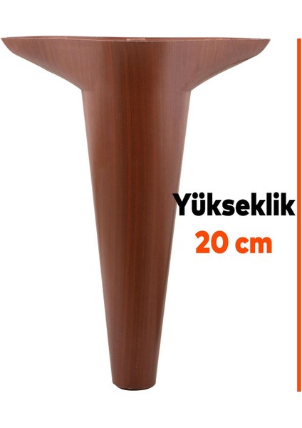 Mobilya Kanepe Sehpa Puf Koltuk Ayağı Kahverengi Ahşap Desenli Baza Ayakları 20 Cm (4 Adet)