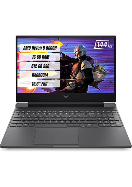 Hp Victus Gaming Laptop 15-FB0017NT Amd Ryzen 5 5600H 16 GB 512GB SSD RX6500M Freedos 15.6" Fhd 144 Hz Taşınabilir Bilgisayar 7N5R1EA