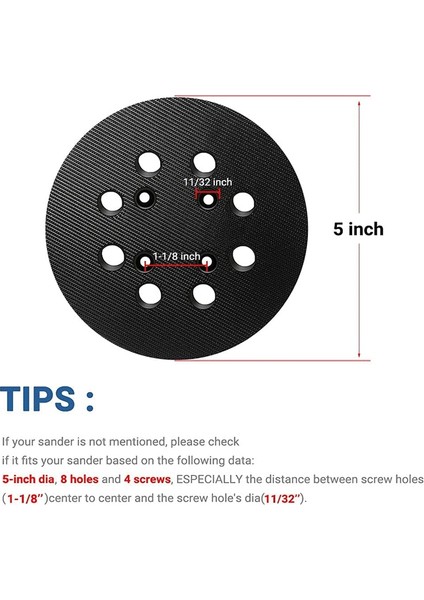 Sert Için 5 Inç 8 Delikli Kanca Yedek Ped, Ridgid R2600 ve R2601 Rastgele Parça Zımpara Destek Pedi Için Fit (Yurt Dışından)