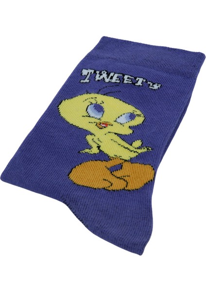 Unisex Vegan Mavi Çorap - Warner Bros Tweety Classic Tasarım