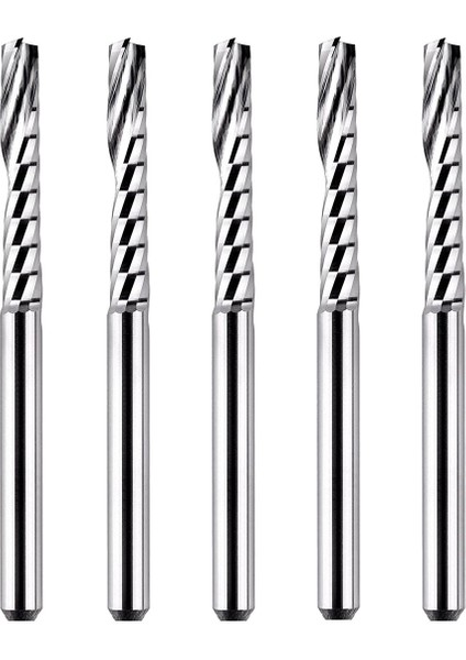 5 Adet O Flüt Tek Flüt Uçlu Freze Seti Katı Caide Spiral Freze Uçları 1/8 Inç Saplı (Yurt Dışından)