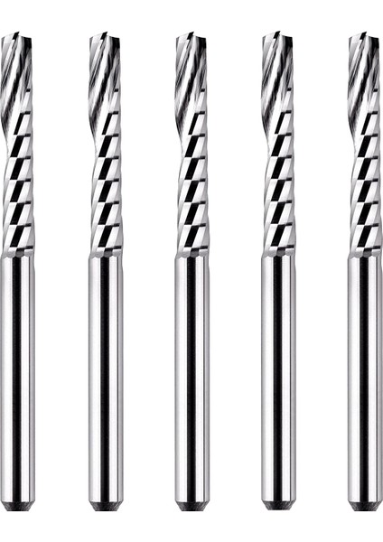 5 Adet O Flüt Tek Flüt Uçlu Freze Seti Katı Caide Spiral Freze Uçları 1/8 Inç Saplı (Yurt Dışından)