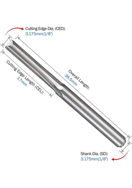 Guangdong Spirit 10 Adet 2 Flüt Cnc Freze Uçları 3.175MM Düz Yuvası Tungsten Çelik Freze Kesici Ahşap Plastik (Yurt Dışından)