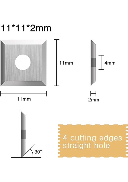 Jaerbee 10 Adet Ahşap Karbür Uçlar Kesiciler Ahşap Torna Torna Aracı 11X11X2.0MM-30° Keskin Kenar Maç Ağaç Torna Takım Seti (Yurt Dışından)