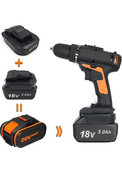 Adet Pil Aracı Dönüştürücü Adaptör Siyah Yedek Makita 18V Lityum Pil Için Worx 20V (Yurt Dışından)