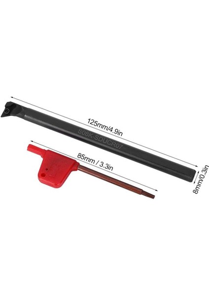 Cnc Torna Torna Takımı-1 x S08K-SDUCR07 Delik Işleme Çubuğu 2 x DCMT0702 Bıçaklar 1 x Anahtar-Siyah (Yurt Dışından)