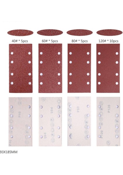 25 Adet Zımpara Pedleri, Zımpara Kağıdı Cırt Cırtlı Kum Kağıdı 93X185MM Delikli 8 Delikli Kum 40/60/80/120 Fit Sac Orbital Zımpara Çoklu Zımpara Alüminyum Oksit Tahıl (Yurt Dışından) modelleri